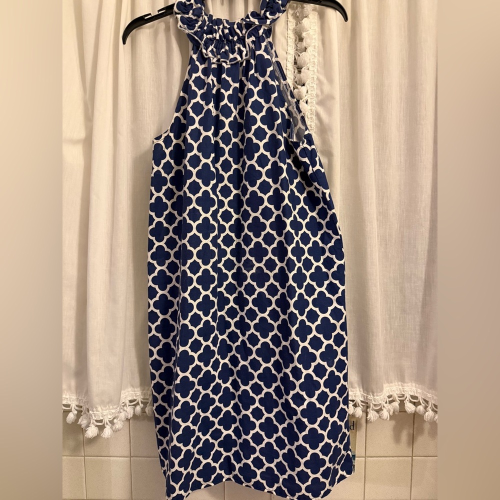 Lolly Wolly Doodle Blue and White Patterned Dress